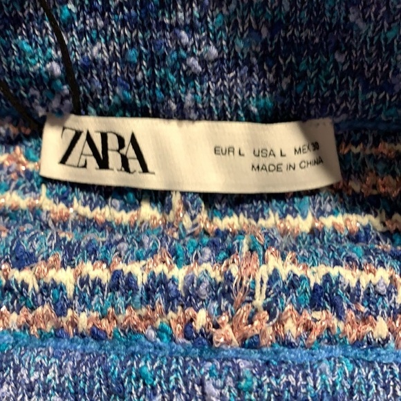 NWT. Zara Blue Metallic Thread Shorts Size S, L. - Picture 3 of 9